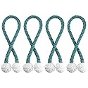 Story@Home Magnetic Curtain Tiebacks - Door Window Curtain Tie Backs for Home, Office | Decorative Rope Clip Holdbacks Classic Tiebacks Pearl Design |16.5 Inch | Ocean Blue | Set of 4