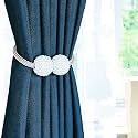 Story@Home Magnetic Curtain Tiebacks Clips - Door Window Tie Backs Holders for Home Office Decorative Rope Holdbacks Classic Tiebacks Pearl Design Set of 2, 16.5 Inch, Grey