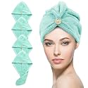 Story@Home Hair Towel for Women | 400 GSM Microfiber Towels for Hair Quick-Drying | Set of 4 Hair Towel wrap | 66 x 23 cm | Green | Salon Towel | Comfortable Dry Hair Cap for Every Day use