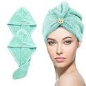 Story@Home Hair Towel for Women | 400 GSM Microfiber Towels for Hair Quick-Drying | Set of 2 Hair Towel wrap | 66 x 23 cm | Green | Salon Towel | Comfortable Dry Hair Cap for Every Day use