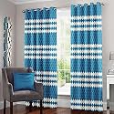 Story@Home Door Curtains 7 feet Long Set of 2 | Abstract Design | Polyester | Light Filtering Curtains | Curtains for Living Room | (118 x 215 cm, Blue &amp; White) | Perfect for Home Decor