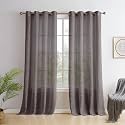 Story@Home Sheer Long Door Curtains 9 Feet Set of 2 for Living Room Brown