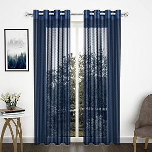 storyhome sheer curtain set of 4  7 feet long transparent zig zac design  polyester net curtains  perfect for living room decor 118 x 215 cm navy blue