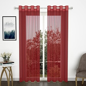 storyhome door curtains 7 feet set of 2  zig zac printed  transparent door curtains  net curtains  curtain for living room  118 x 215 cm maroon  perfect for home decor