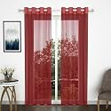 Story@Home Door Curtains 7 Feet Set of 4 | Zig Zac Printed | Transparent Door Curtains | Net Curtains | Curtain for Living Room | (118 x 215 cm, Maroon) | Perfect for Home Decor