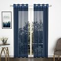 Story@Home Sheer Curtain Set of 4 | 7 Feet Long, Transparent, Zig Zac Design | Polyester Net Curtains | Perfect for Living Room Decor (118 x 215 cm, Navy Blue)