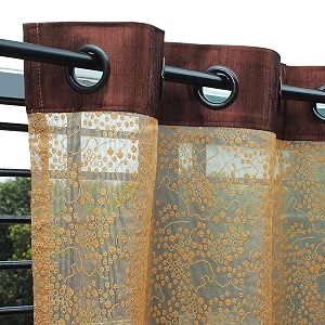 storyhome sheer long door curtains linen look semi transparent voile grommet elegance curtains for living dining room bedroom drapes 9 feet set of 4 panels brown