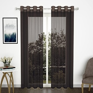 storyhome long door curtains 9 feet set of 4  zig zac printed  transparent long door curtains  net curtains  curtain for living room  118 x 275 cm coffee brown  perfect for home decor