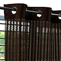 Story@Home Sheer Long Door Curtains Linen Look Semi Transparent Voile Grommet Elegance Curtains for Living Dining Room, Bedroom Drapes 46 x 108 Inch Long, Set of 4 Panels, Brown