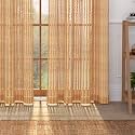Story@Home Sheer Long Door Curtains Linen Look Semi Transparent Voile Grommet Elegance Curtains for Living Dining Room, Bedroom Drapes (9 Feet, Set of 2 Panels, Golden)