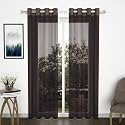 Story@Home Long Door Curtains 9 Feet Set of 4 | Zig Zac Printed | Transparent Long Door Curtains | Net Curtains | Curtain for Living Room | (118 x 275 cm, Coffee Brown) | Perfect for Home Decor