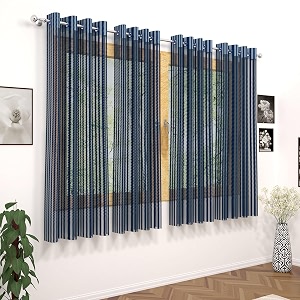 storyhome window curtains 5 feet set of 4  transparent window curtains  zig zac printed  net curtain  curtain for living room  118 x 152 cm navy blue  perfect for home decor