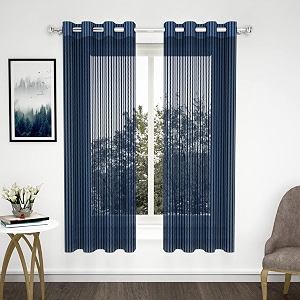 storyhome window curtains 5 feet set of 2  transparent curtains zig zac printed  net curtain  curtain for living room  118 x 152 cm navy blue  perfect for home decor