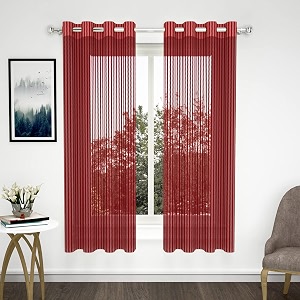 storyhome window curtains 5 feet set of 4  transparent window curtains  zig zac printed  net curtain  curtain for living room  118 x 152 cm maroon  perfect for home decor