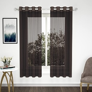 storyhome window curtains 5 feet set of 4  transparent window curtains  zig zac printed  net curtain  curtain for living room  118 x 152 cm coffee brown  perfect for home decor