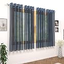 Story@Home Window Curtains 5 Feet Set of 4 | Transparent Window Curtains | Zig Zac Printed | Net Curtain | Curtain for Living Room | (118 x 152 cm, Navy Blue) | Perfect for Home Decor
