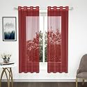 Story@Home Window Curtains 5 Feet Set of 4 | Transparent Window Curtains | Zig Zac Printed | Net Curtain | Curtain for Living Room | (118 x 152 cm, Maroon) | Perfect for Home Decor