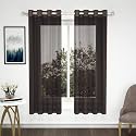 Story@Home Window Curtains 5 Feet Set of 4 | Transparent Window Curtains | Zig Zac Printed | Net Curtain | Curtain for Living Room | (118 x 152 cm, Coffee Brown) | Perfect for Home Decor