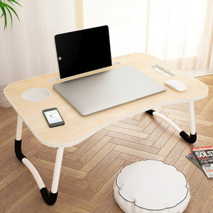 storyhome wood portable laptop table finish color - white mapple