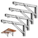 Storystore Folding Shelf Brackets - 16 Inch Heavy Duty Stainless Steel Collapsible Shelf Bracket for Bench Table, Space Saving DIY Bracket (4PCS)