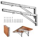 Storystore Folding Shelf Brackets - 18 Inch Heavy Duty Stainless Steel Collapsible Shelf Bracket for Bench Table, Space Saving DIY Bracket (2 PCS)