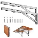 Storystore Folding Shelf Brackets - 24 Inch Heavy Duty Stainless Steel Collapsible Shelf Bracket for Bench Table, Space Saving DIY Bracket, Max Load: 550lb