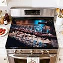 Stove Top Cover for Electric Stove Bartender pours red wine glasses bar Male sommelier pouring red wine Heat Resistant Glass Cooktop Protector Flat Top Oven Cover Mat Prevent Scratching 28" x 20"