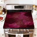 Stove Top Cover for Electric Stove Black dark red burgundy maroon magenta abstract watercolor rt Stroke Heat Resistant Glass Cooktop Protector Flat Top Oven Cover Mat Prevent Scratching 28" x 20"