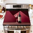 Stove Top Cover for Electric Stove Bottle glass red wine red Heat Resistant Glass Cooktop Protector Flat Top Oven Cover Mat Prevent Scratching 28" x 20"