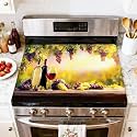 Stove Top Cover for Electric Stove Bottles Wineglasses Grapes Sunset Heat Resistant Glass Cooktop Protector Flat Top Oven Cover Mat Prevent Scratching 28" x 20"