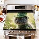 Stove Top Cover for Electric Stove Springtime Kitten Clover Filled Pastel Setting Heat Resistant Glass Cooktop Protector Flat Top Oven Cover Mat Prevent Scratching 28" x 20"