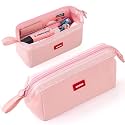 Pencil Case Large Capacity Pencil Pouch Pen Bag for School Teen Girl Boy Men Women (Light Pink)