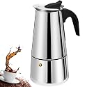 Stovetop Espresso Maker Stainless Steel Moka Pot Espresso Maker Percolator Italian Coffee Maker Capable Moka Coffee Machine Cafe Percolator Maker for Home & Camping (2Cup-Straight)