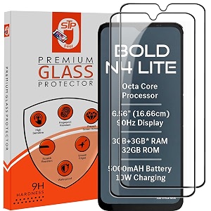 stp feel premium hd tempered glass screen protector guard compatible for lava bold n4 lite 5g 656 inch pack of 2  edge to edge coverage with easy to installation kit for smartphone