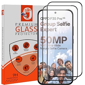 stp feel premium hd tempered glass screen protector guard compatible for oppo f35 pro 5g 678 inch pack of 2  edge to edge coverage with easy to installation kit for smartphone