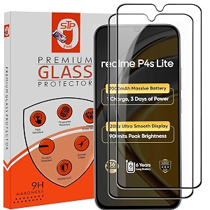 stp feel premium hd tempered glass screen protector guard compatible for realme p4s lite 675 inch pack of 2  edge to edge coverage with easy to installation kit for smartphone