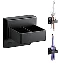 Straighteners Holder Wall Mounted Curling Iron Holder Metal Hair Dryer Holder for Curling Wands Accessories Adhesive Hair Tool Organizer Flat Iron Holder for Bathroom Barber Shops Vanity (Black)