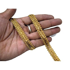 strala golden color laces for dresses sarees lehenga suits bags decorations borders crafts and home decorblouse 9mtr design-180 golden