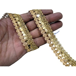 strala pink color laces for dresses sarees lehenga suits bags decorations borders crafts and home dcorblouse 9 mtr design-252 sparkle golden