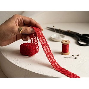 strala pink color laces for dresses sarees lehenga suits bags decorations borders crafts and home decorblouse 9 mtr design-252 red