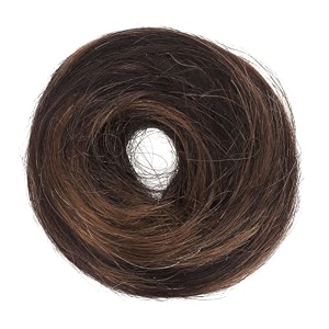 strands messy bun hair extension for women amp girls  100 human hair juda bun scrunchie  hair accessories for women  casual party amp wedding hair bun  black with brown highlights