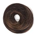 Strands Messy Bun Hair Extension for Women & Girls | 100% Human Hair Juda Bun Scrunchie | Hair Accessories for Women | Casual, Party & Wedding Hair Bun | Black with Brown Highlights