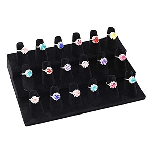 stratalife 18 fingers ring display standring storage organizer showcaserings holder for jewelry storage black velvet 18 slot