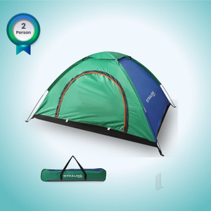 strauss 2 person waterproof portable camping tent with top coverideal for picnichiking tent - for all age group blue green