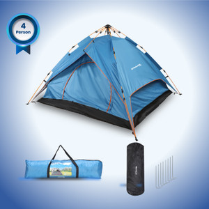 strauss 4 person automatic waterproof camping tent with rainfly ideal for picnichiking tent - for all age group