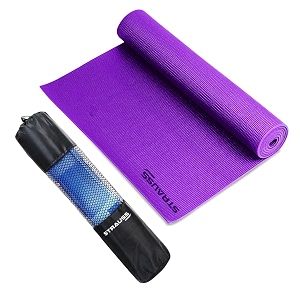 strauss yoga mat with carry bag  anti-slip exercise mat for women amp men  home gym workout yoga pilates  eco-friendly  non-slip surface  lightweight amp durable  8mm purple