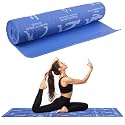 Strauss Eco-Friendly Yoga Mat with Carry Bag | Anti-Slip Exercise Mat with Poses Printed | Ideal for Home &amp; Gym Workouts | 6mm Thick, Blue