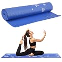 Strauss Exercise Floral Yoga Mat with Carry Bag Non-Slip Exercise &amp; Fitness Mat for Yoga, Pilates &amp; Floor Workouts For Men &amp; Women Anti Tear Mat | Home &amp; Gym Workout |Size-6mm, (Blue)