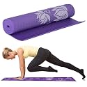 Strauss Exercise Floral Yoga Mat with Carry Bag Non-Slip Exercise &amp; Fitness Mat for Yoga, Pilates &amp; Floor Workouts For Men &amp; Women Anti Tear Mat | Home &amp; Gym Workout |Size-8mm, (Purple)