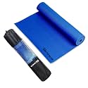 STRAUSS Yoga Mat with Carry Bag | Anti-Slip Exercise Mat for Women &amp; Men | Home Gym Workout, Yoga, Pilates | Eco-friendly | Non-Slip Surface | Lightweight &amp; Durable | 6mm (Blue)